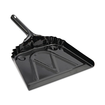 Boardwalk 528147 12 in. x 14 in. 20-Gauge Steel Dust Pan with 5 in. Handle - Black (12/Carton)