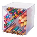 Just Launched | Deflecto 350201 6 in. x 7.2 in. x 6 in. 4 Compartments X Divider Stackable Plastic Cube Organizer - Clear image number 6