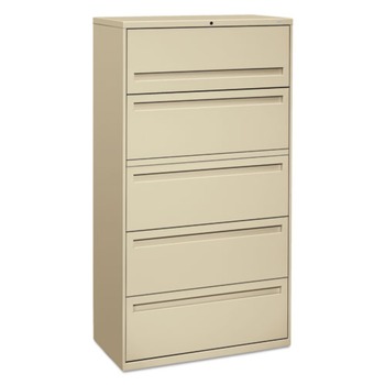 HON H785.L.L Brigade 700 Series Five-Drawer 36 in. x 18 in. x 64.25 in. Lateral File Cabinet - Putty