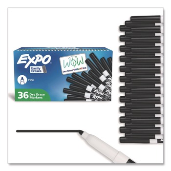 EXPO 1921062A Fine Bullet Tip Low-Odor Dry-Erase Marker Value Pack - Black (36/Box)