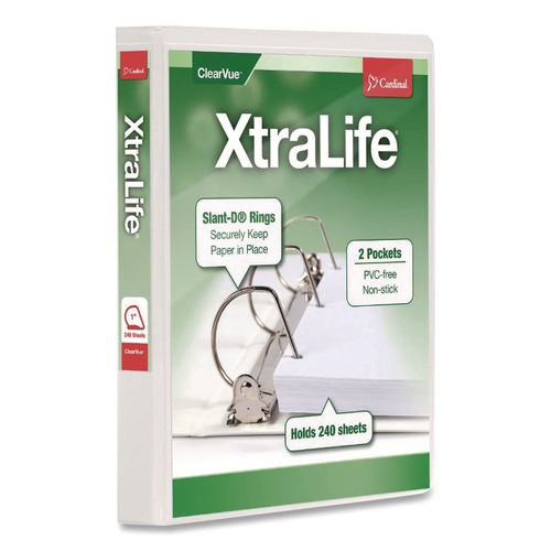 Just Launched | Cardinal 26300CB XtraLife ClearVue 11 in. x 8.5 in. Non-Stick Locking 3 Slant-D Ring Binder - White image number 0
