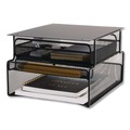Desktop Organizers | Safco 3244BL Onyx 12.33 in. x 10 in. x 7.25 in. Under Desk Hanging Mesh Organizer with Drawer - Black image number 2