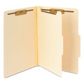 File Folders | Smead 18700 2 in. Expansion 1 Divider 4 Fasteners Legal Size Four-Section Top Tab Classification Folders - Manila (10/Box) image number 0