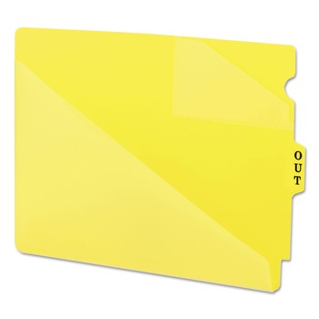 Smead 61966 8.5 x 11 Two-Pocket Style End Tab Poly Out Guides - Yellow (50/Box)