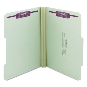 Smead 14982 2 in. Expansion 2/5-Cut Two SafeSHIELD Coated Fasteners Letter Size Recycled Pressboard Folders - Gray-Green (25/Box)