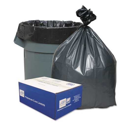 Trash Bags | Platinum Plus 1507255 56 Gallon 1.55 mil 43 in. x 48 in. Can Liners - Gray (50/Carton) image number 0