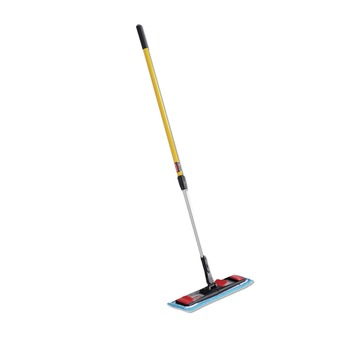 Rubbermaid Commercial 2132426 19.5 in. x 5.5 in. Microfiber Head 48 in. to 72 in. Aluminum Handle Adaptable Flat Mop Kit - Blue/Yellow