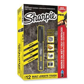 Sharpie 2017818 Pro Permanent Marker with Fine Bullet Tip - Black (1-Dozen)