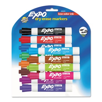 EXPO SAN80699A Broad Chisel Tip Low-Odor Dry-Erase Marker - Assorted Colors (12/Pack)