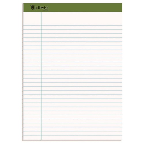 Just Launched | Ampad 20-172R Earthwise by Ampad 8.5 in. x 11.75 in. Recycled Writing Pad - Narrow, Green/White (1-Dozen) image number 0