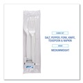 Cutlery | Boardwalk BWKFKTNSMWPSWH 6-Piece Condiment/Fork/Knife/Napkin/Teaspoon Cutlery Kit - White (250/Carton) image number 6