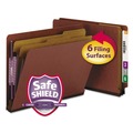 Back to School Sale | Smead 26860 6 SafeSHIELD Fasteners 2 in. Expansion 2 Dividers Letter Size End Tab Pressboard Classification Folders - Red (10/Box) image number 1