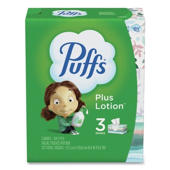 TISSUES | Puffs 39363 2-Ply Plus Lotion Facial Tissue - White (8 Packs/Carton)