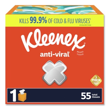 Kleenex 54505 Anti-Viral 3-Ply Facial Tissue - White (27/Carton)