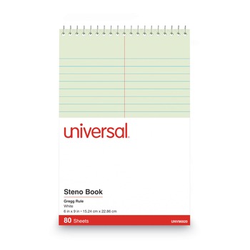  | Universal UNV86920 6 in. x 9 in. 80-Sheet Gregg Rule Steno Book - Green Tint