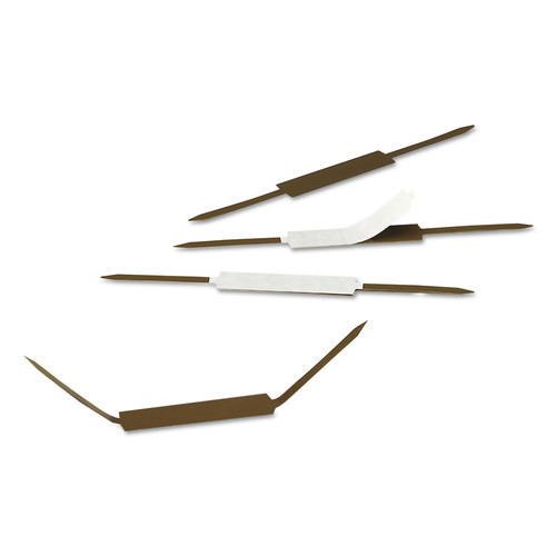 Binders & Binding Supplies | Smead 68220 2 in. Capacity 2.75 in. Center to Center Standard Self-Adhesive Two-Prong Fastener Set - Brown (100/Box) image number 0
