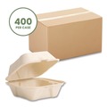 Food Trays, Containers, and Lids | Vegware VW-HC6NFA 5.9 in. x 5.9 in. x 2.9 in. Nourish Molded Fiber Compostable Sugarcane Takeout Containers - White (400/Carton) image number 1