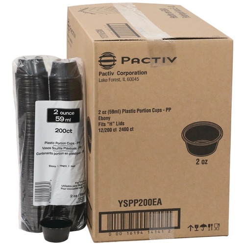 Cups and Lids | Pactiv Corp. YSPP200EA 2 oz. Plastic Portion Cup - Black (2400/Carton) image number 0
