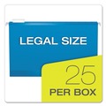 File Folders | Pendaflex 04153X2 BLU 1/5-Cut Tabs 2 in. Capacity Legal Size Extra Capacity Reinforced Hanging File Folders with Box Bottom - Blue (25/Box) image number 1