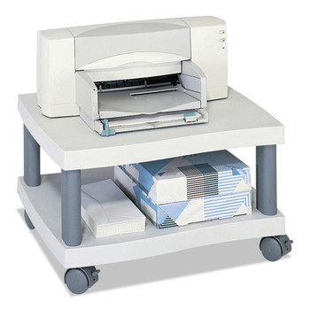 JUST LAUNCHED | Safco 1861GR 20 in. x 17.5 in. x 11.5 in. 2 Shelves Wave Design Plastic Under-Desk Printer Stand - White/Charcoal Gray