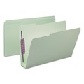 File Folders | Smead 19944 3 in. Expansion Recycled Pressboard 1/3-Cut Tab Fastener Folders with Two SafeSHIELD Fasteners - Legal Size/Gray-Green (25/Box) image number 1