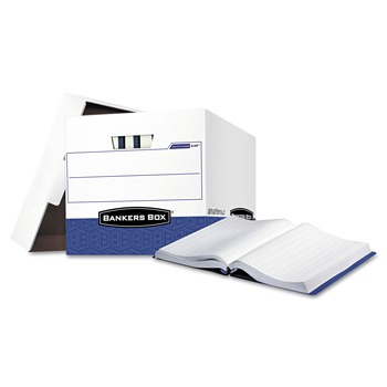 Bankers Box 00648 13.75 in. x 17.75 in. x 13 in. Data-Pak Letter Files Storage Boxes - White/Blue (12/Carton)