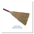 Brooms | Boardwalk BWK951TCT Corn Fiber Lobby/Toy Broom with 39 in. Wood Handle - Red/Yellow (12/Carton) image number 3