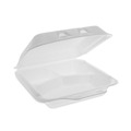 Food Trays, Containers, and Lids | Pactiv Corp. YHLW07030000 SmartLock 7.5 in. x 8 in. x 2.63 in. Foam Hinged Lid 3-Compartment Container - White (150/Carton) image number 0