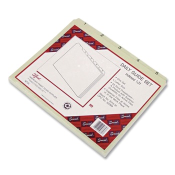 Smead 52369 Recycled Daily 8.5 in. x 14 in. 1/5-Cut Top Tab File 1 to 31 Guide Set - Green (31/Set)