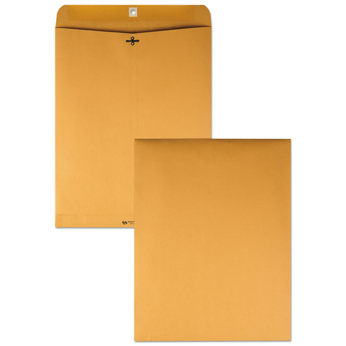 Envelopes & Mailers | Quality Park QUA37910 12 in. x 15.5 in. No. 110 28 lbs. Bond Weight Kraft Square Flap Clasp/Gummed Closure Clasp Envelope - Brown Kraft (100/Box) image number 0