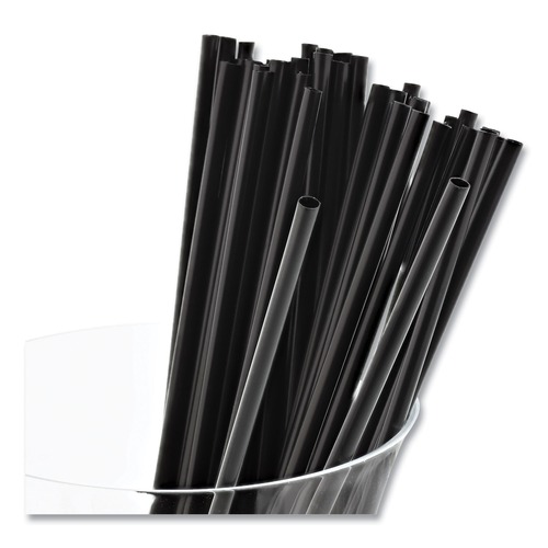 Cutlery | AmerCareRoyal S1525BK7 7.5 in. Plastic Sip Straws - Black (10000/Carton) image number 0