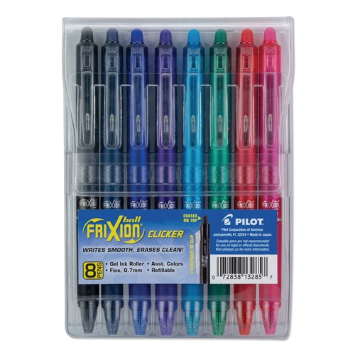 Pens | Pilot 13285 0.7 mm Fine FriXion Clicker Erasable Retractable Gel Pen - Assorted Ink and Barrel Colors (8/Set) image number 0
