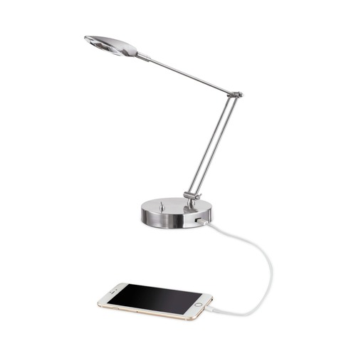 Lamps | Alera ALELED900S 11 in. W x 6.25 in. D x 26 in. H Adjustable Brushed Nickel LED Task Lamp with USB Port image number 0