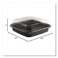 Food Service | Anchor 4118515 8.46 in. x 8.46 in. x 2.91 in. 32 oz. Culinary Squares 2-Piece Microwavable Container - Clear/Black (150/Carton) image number 2