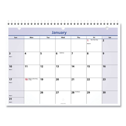 Bulletin Boards | AT-A-GLANCE PM50-28 12-Month (Jan to Dec): 2026 11 in. x 8 in. 3-Hole Punched QuickNotes Desk/Wall Calendar - White/Blue/Yellow Sheets image number 0