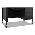 Office Desks & Workstations | Hirsh Industries 22656 48 in. x 30 in. x 29.5 in. Right-Hand Pedestal Box/File Drawers Mobile Teachers Pedestal Desks - Walnut/Black image number 3