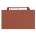 File Folders | Smead 19092 Eight SafeSHIELD Fasteners 2/5-Cut Tabs 3 Dividers Legal Size Pressboard Classification Folders - Red (10/Box) image number 1