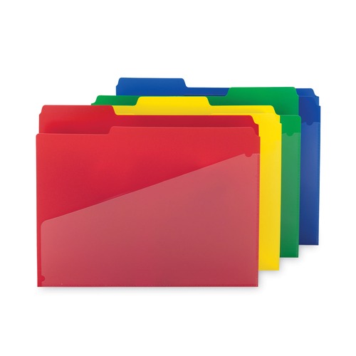 Back to School Sale | Smead 10541 0.75 in. Expansion Letter Size Poly Colored File Folders with Slash Pocket - Assorted Colors (12/Pack) image number 0