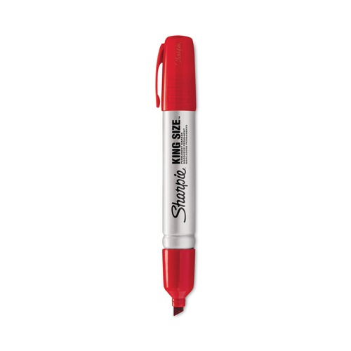 Permanent Markers | Sharpie 15002 King Size Broad Chisel Tip Permanent Marker - Red (1-Dozen) image number 0