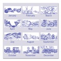 Bulletin Boards | AT-A-GLANCE G1000-17 12 in. x 12 in. 12-Month (Jan-Dec 2026) Illustrator's Edition Wall Calendar - White/Blue Sheets image number 1