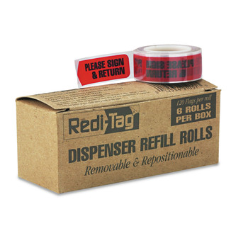 Redi-Tag B91037 Please Sign and Date Arrow Message Page Flags Refills - Red (6/Box)