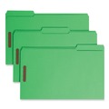 File Folders | Smead 17140 0.75 in. Expansion 2 Fasteners Legal Size Top Tab Colored Fastener Folders - Green Exterior (50/Box) image number 0