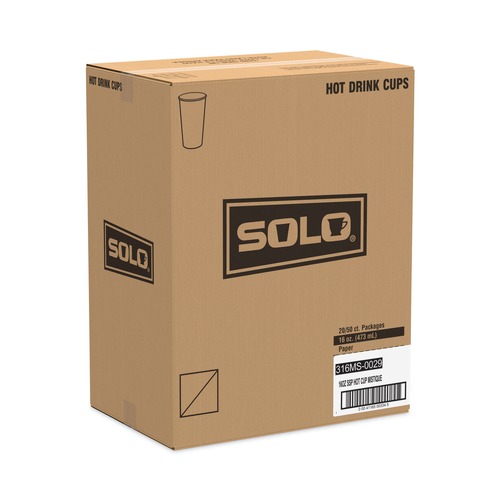 Cups and Lids | SOLO 316MS-0029 Mistique 16 oz Hot Paper Cups - Brown (50/Sleeve, 20 Sleeves/Carton) image number 0