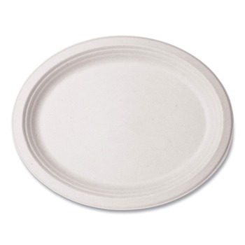 Vegware VW-P009NFA 8 in. x 10 in. Nourish Molded Fiber Compostable Sugarcane Tableware Platter - White (500/Carton)