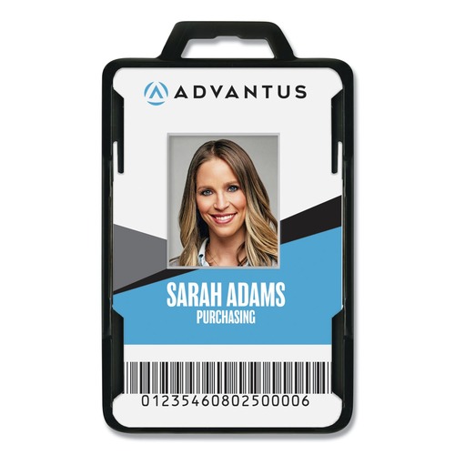 Label & Badge Holders | Advantus 76417 3.68 in. x 2.38 in. Secure Two-Card RFID Blocking Badge - Black Holder (20/Pack) image number 0