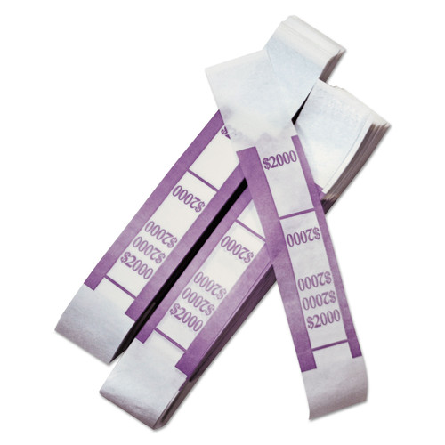Retail Store Supplies | PM Company 55032 20 Dollar Bill 2000 Dollar Self-Adhesive Color-Coded Kraft Currency Straps (1000/Pack) image number 0