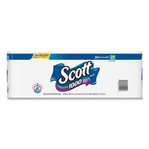 Toilet Paper | Scott 20032 Septic Safe Standard Roll Bathroom Tissue - White (1000 Sheets/Roll, 20/Pack, 2 Packs/Carton) image number 0