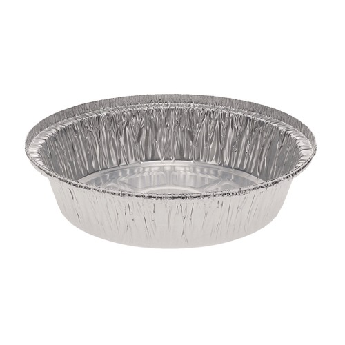 Food Trays, Containers, and Lids | Pactiv Corp. Y52730 7 in. Diameter x 1.53 in. h 24 oz Aluminum Take-Out Container - Silver (250/Carton) image number 0