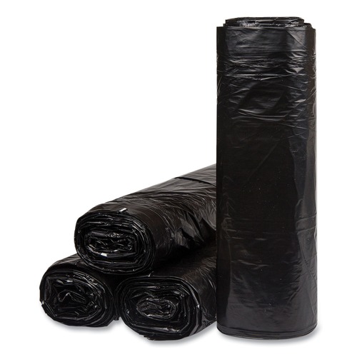 Trash Bags | Inteplast Group ECI385812K 38 in. x 58 in. 1.2 mil 60 gal Interleaved Roll Low-Density Commercial Can Liners - Black (10 Bags/Roll, 10 Rolls/Carton) image number 0