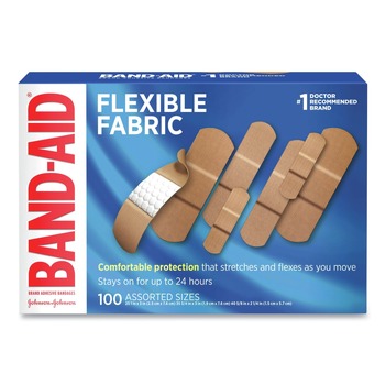 SAFETY EQUIPMENT | BAND-AID 11507800 Flexible Fabric Adhesive Bandages - Assorted (100/Box)